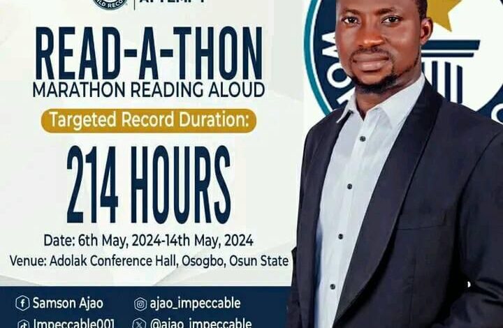 [Interview] Read-A-Thon: ‘I Completed 100 Books In 10 Days Reading For 215 Hours’- Osun Reading Champion, Ajao