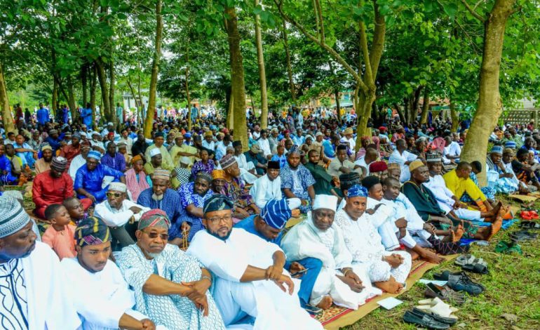 PHOTONEWS: Aregbesola, Family Observe Eid Prayers In Ilesa