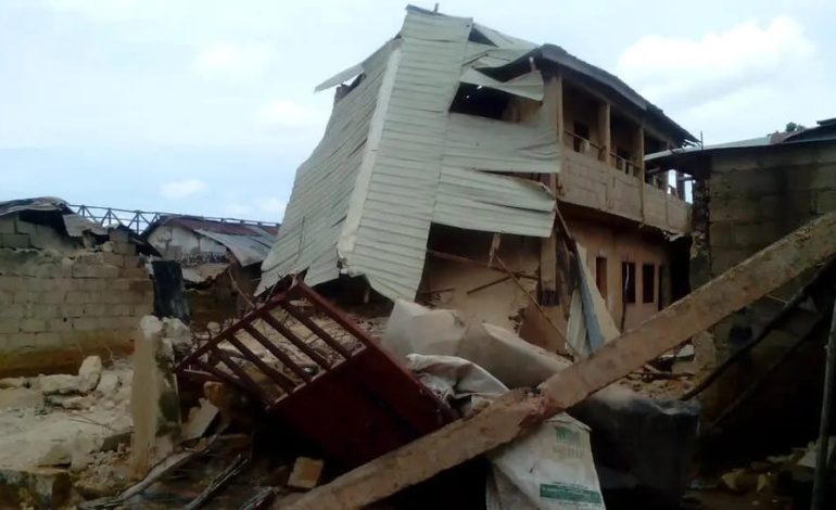 Scores Fear Injured As School Building Housing Sec. Students Collapses in Jos