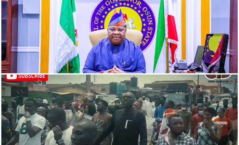 #EndBadGovernance: Come Forward To Address Us If You Are Truly The Peoples’ Governor – Osun Protesters To Adeleke (Video)