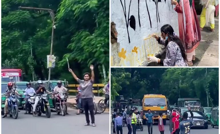 Bangladesh Students Repaint Walls, Control Traffic Ahead Of Interim Govt (Video)