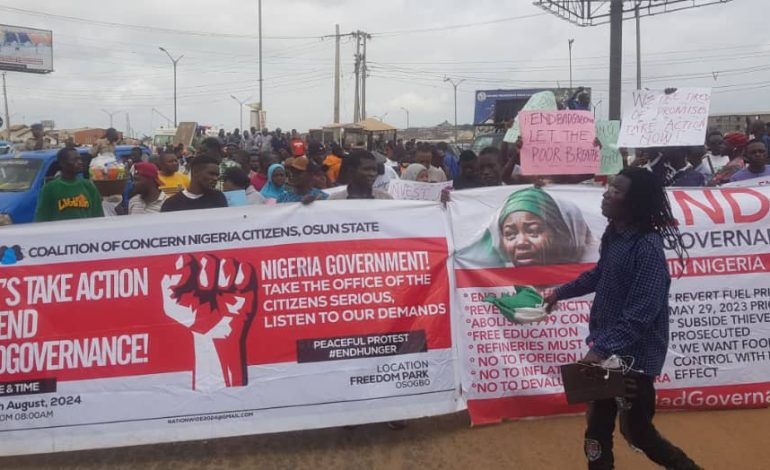 Osun Youths Vow To Continue #EndBadGovernanceInNigeria Demonstrations Until Demands Are Met