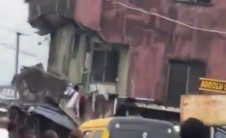 Terrifying Moment Two-Story Building Collapsed In Lagos 