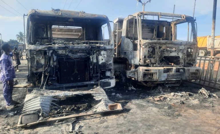 Petrol Tanker Fire Causes Panic Along Lagos-Ibadan Expressway