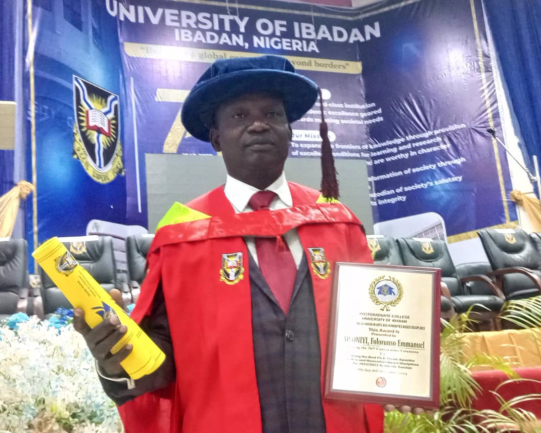 UNIOSUN Lecturer Wins UI’s Best Doctoral Thesis Award