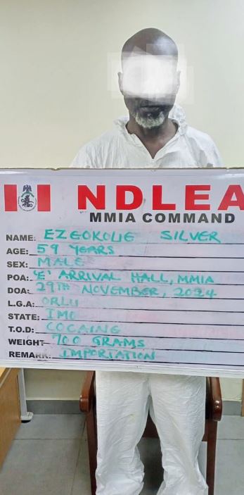 Nigerian Businessman Arrested For Smuggling 700 Grammes Of Cocaine