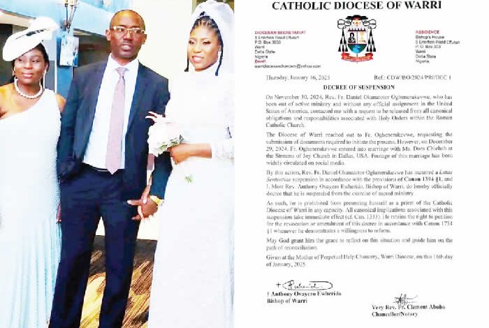 Why Suspended Delta Catholic Priest Dumped Priesthood For Marriage – Sister