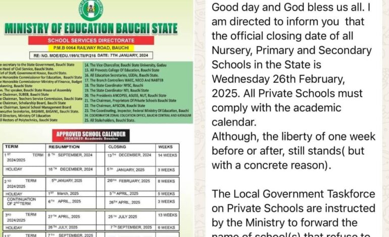 Bauchi Govt Closes Public, Private Schools For 5 Weeks For Ramadan