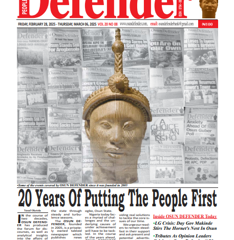 Tributes As Opinion Leaders Celebrate Osun Defender @20