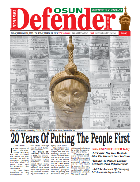 Tributes As Opinion Leaders Celebrate Osun Defender @20