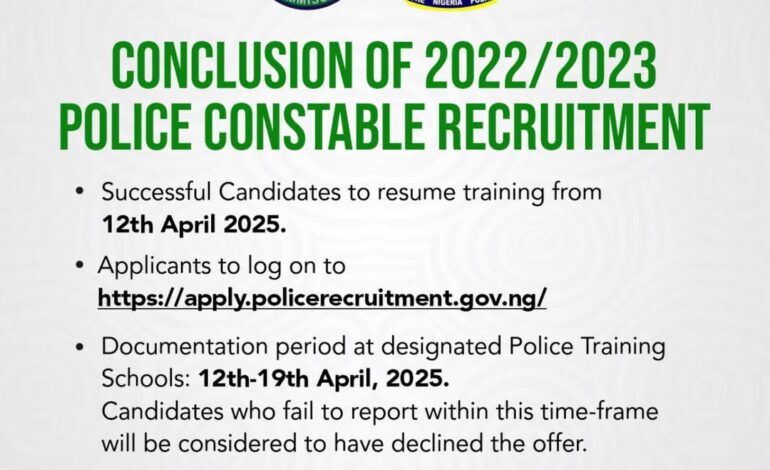 Police Concludes Constable Recruitment, Fixes Date For Training