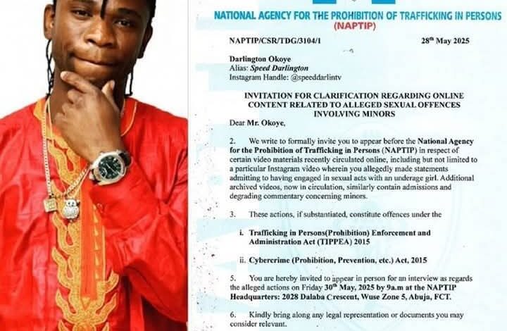 FG Summons Speed Darlington Over Alleged Sex With Minor