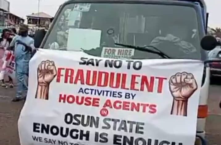 Youths Protest Alleged Fraudulent Activities Of Osun House Agents
