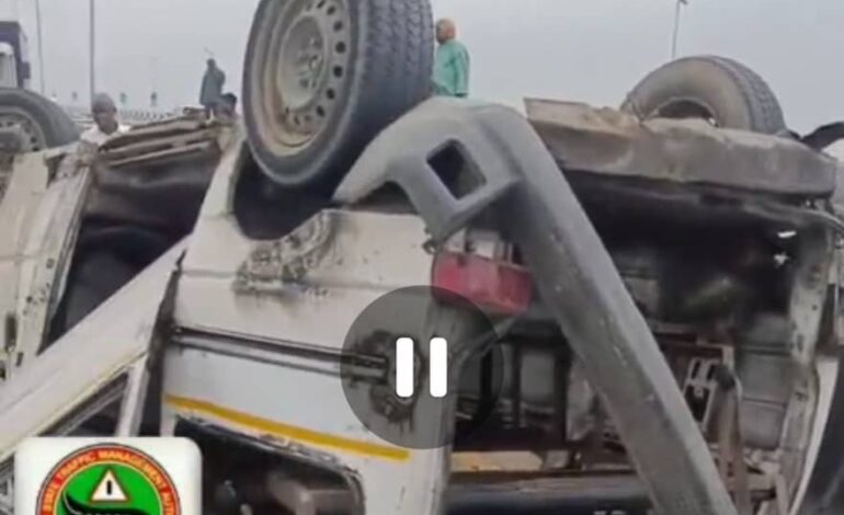 Several Injured As Danfo Bus Somersaults After Collision On Third Mainland Bridge