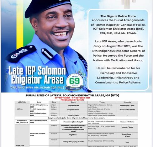 Police Announce Burial Rites For Late Ex-IG Arase
