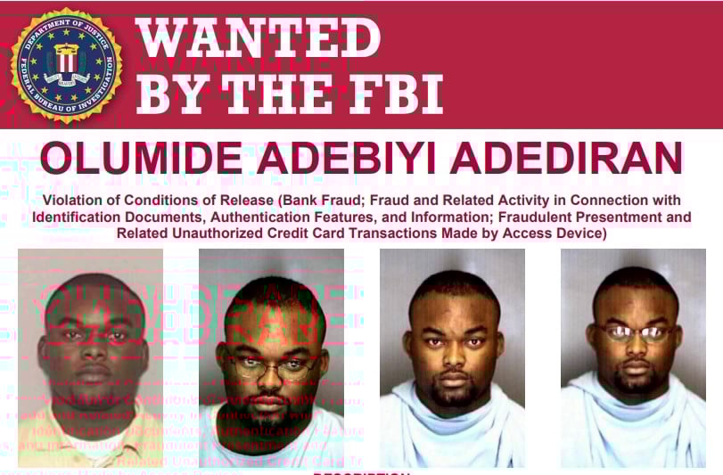 FBI Offers $10,000 Reward for Nigerian Wanted Over Bank Fraud