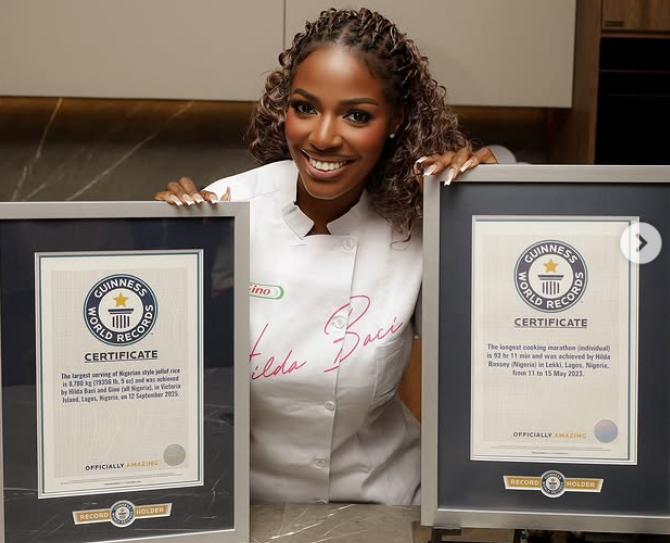 Hilda Baci Bags Guinness World Record Plaque For Largest Jollof Rice Pot