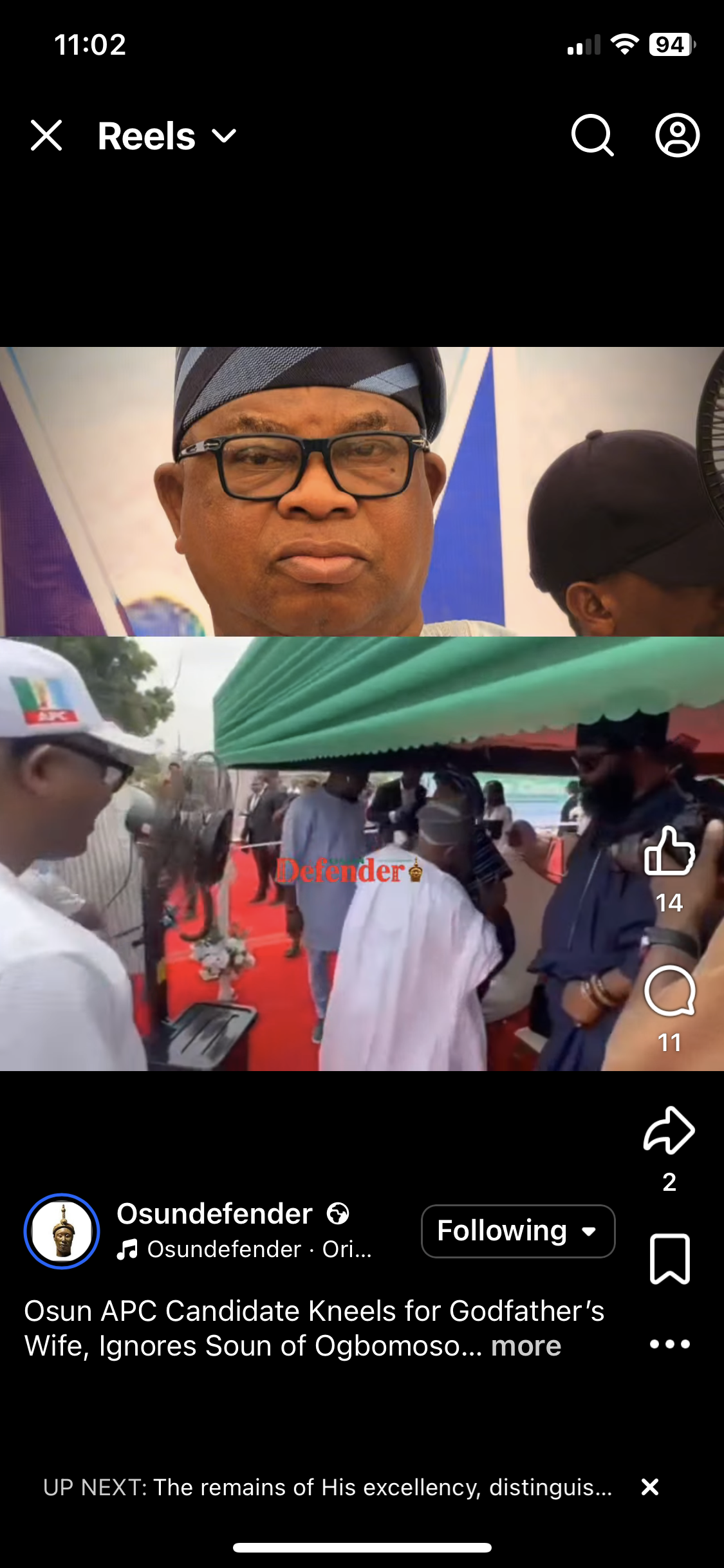 Video: Soun Of Ogbomoso Ignores Oyebamiji’s Handshake As Osun APC Candidate Kneels For Godfather’s Wife