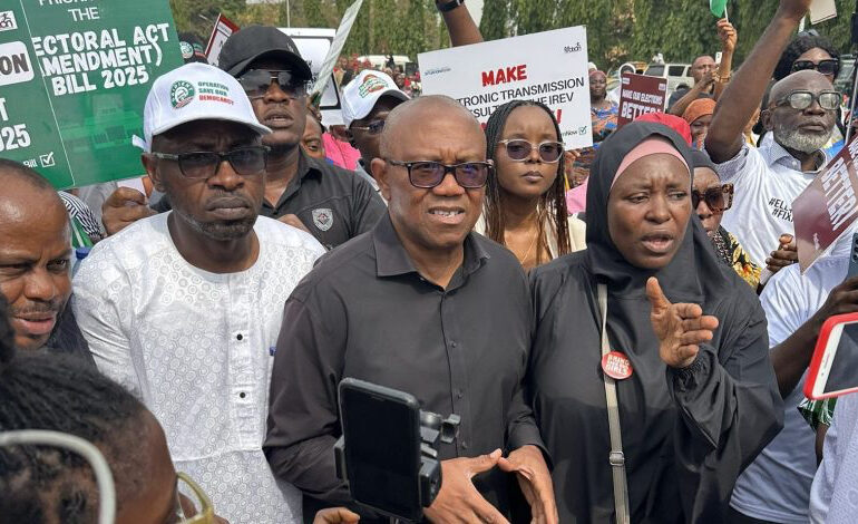 Peter Obi Joins Protest Demanding E-Transmission of Election Results