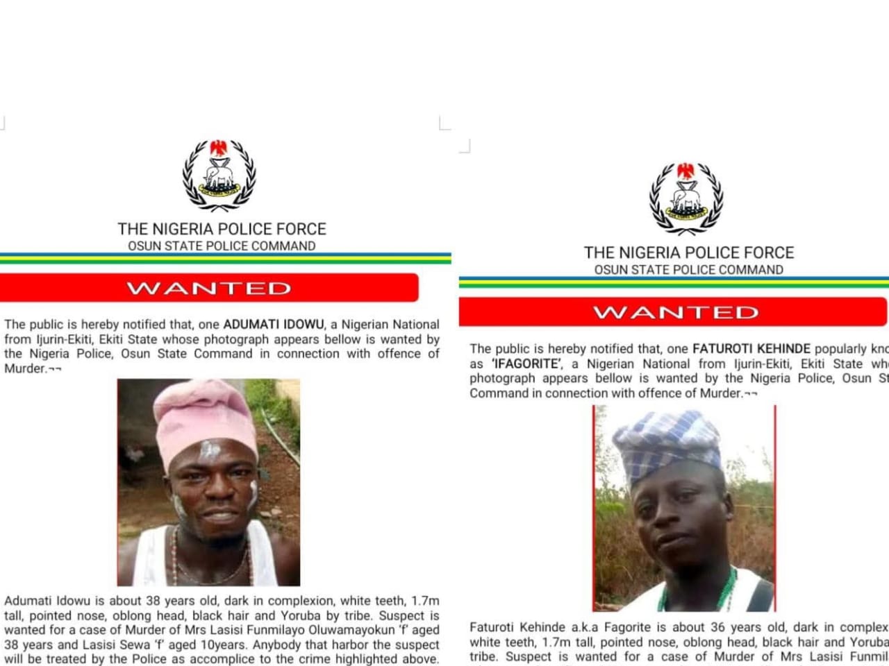 Police Declare Two Wanted Over Murder Of FRSC Officer, Daughter