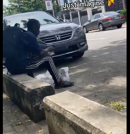 VIDEO: Outrage As Dispatch Rider Eats Customer’s Small Chops Before Delivery