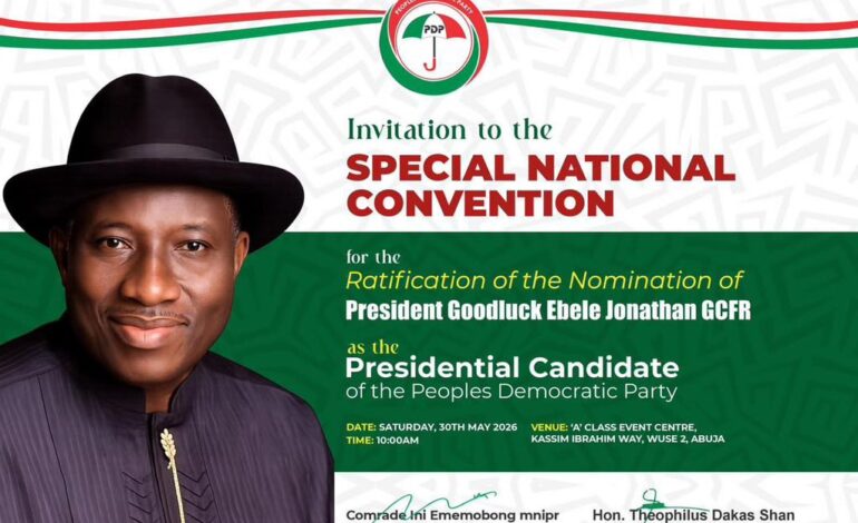 PDP Faction To Ratify Jonathan As Presidential Candidate Tomorrow