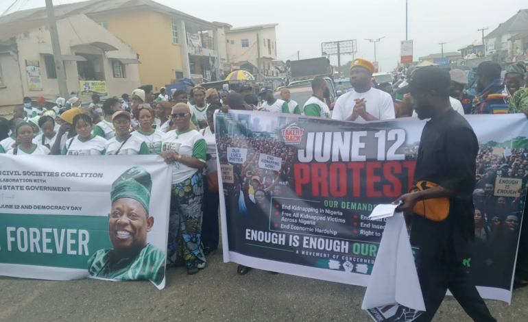 June 12: Osun  Civil Society Coalition Protest Against Insecurity, Demand Release Of Abducted Oyo Teachers, Students
