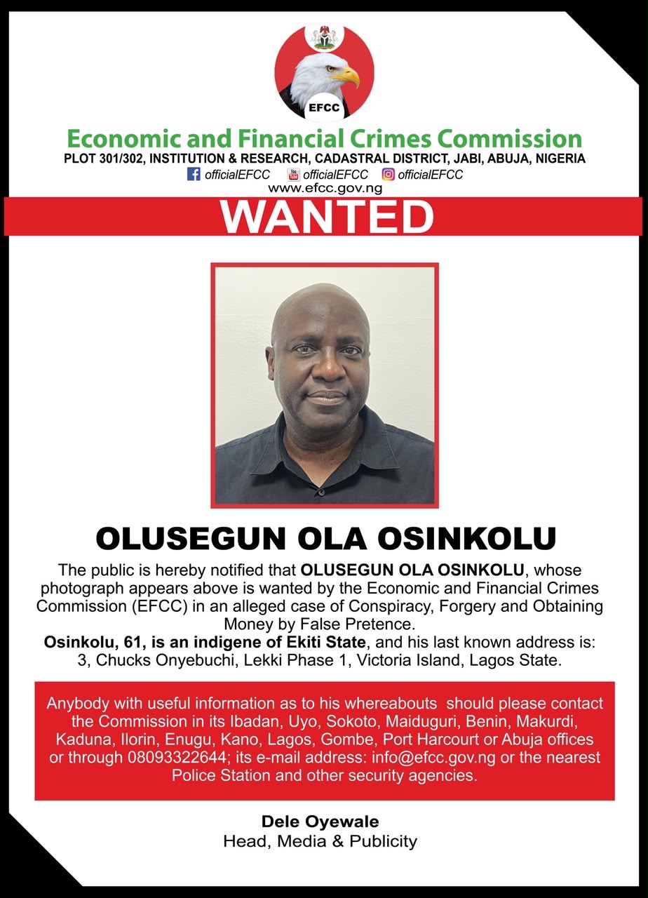 EFCC Declares Ekiti Man Wanted Over Alleged Forgery, Fraud